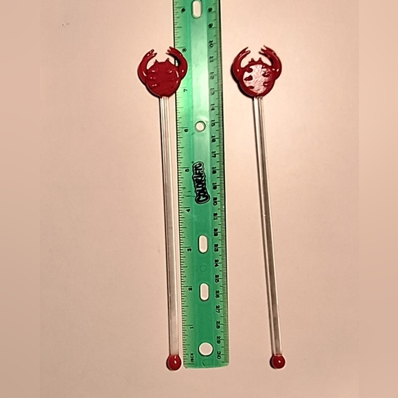 Vintage glass Red Crab stir sticks - Picture 4 of 4